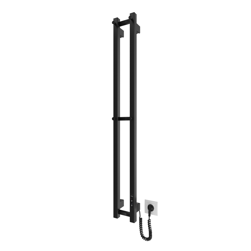 Kylpyhuoneen pyyhekuivain HF SLIM 80W/230V 117x14 cm musta kulmikas IP44