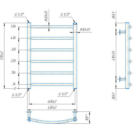 Kylpyhuoneen pyyhekuivain INOX CLASSIC 120W/230V 57x43 cm ruostumaton teräs/antrasiitti