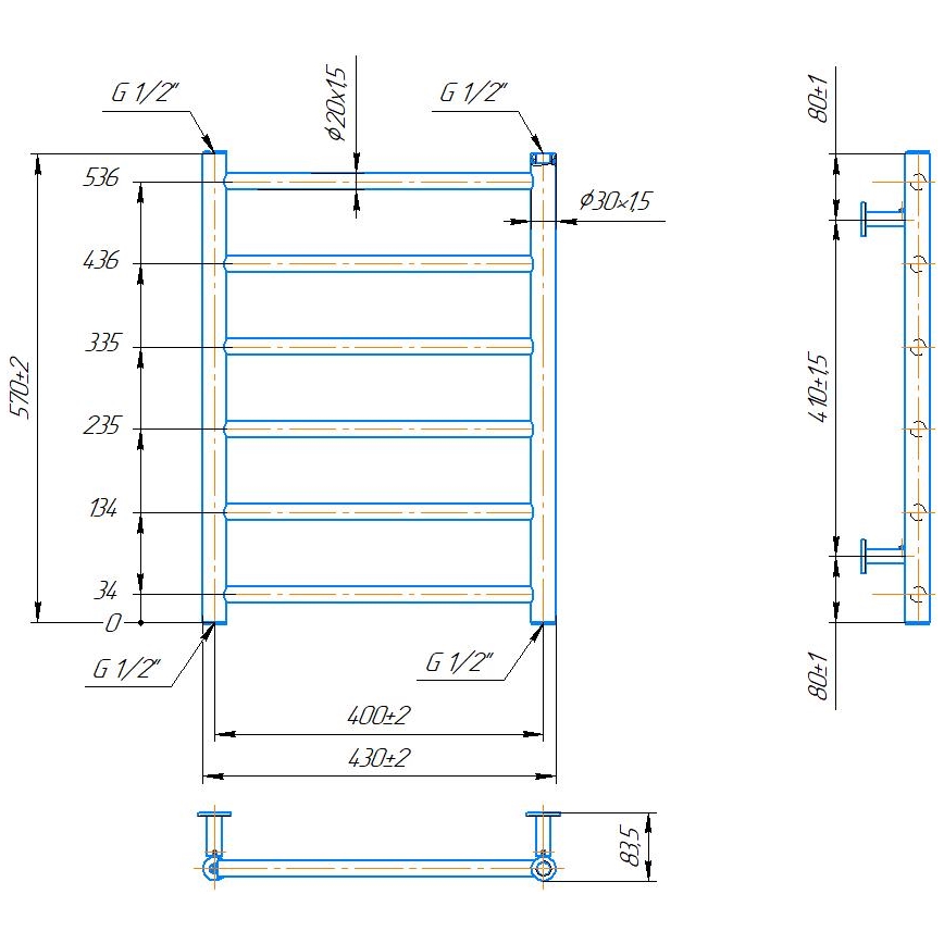 Kylpyhuoneen pyyhekuivain INOX FLAT 122W/230V 57x43 cm ruostumaton teräs/antrasiitti