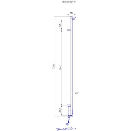 Kylpyhuoneen pyyhekuivain RAY 25W/230V 110x30 cm IP44 ruostumaton teräs/musta