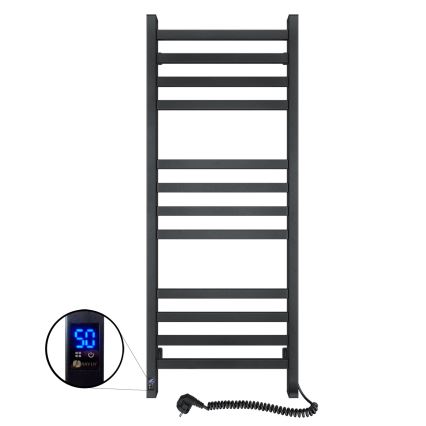 Kylpyhuoneen pyyhekuivain termostaatilla AVANGARD 227W 120x48cm musta, oikeanpuoleinen