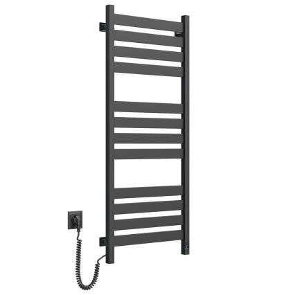 Kylpyhuoneen pyyhekuivain termostaatilla LARGO 256W 120x50 cm, musta, vasen