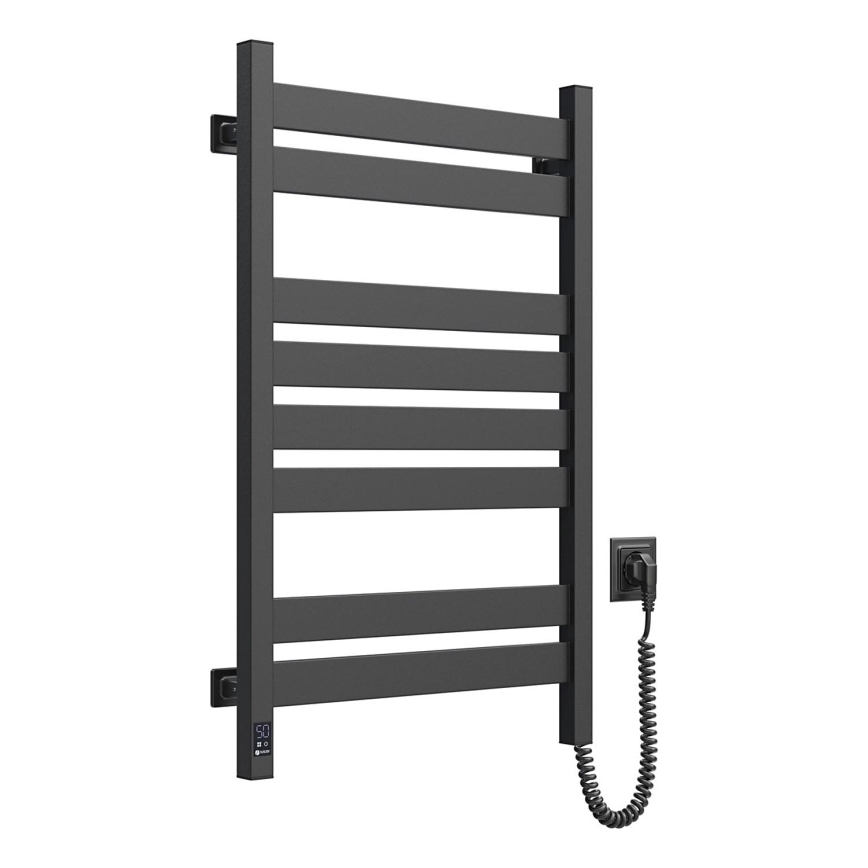Kylpyhuoneen pyyhekuivain termostaatilla LARGO 432W/230V 80,6 cm IP44 musta oikea kulmikas