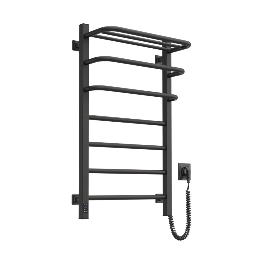 Kylpyhuoneen sähkö jäähdytin termostaatilla FORTIS 350W/230V 80,6 cm IP44 musta oikea kulmikas