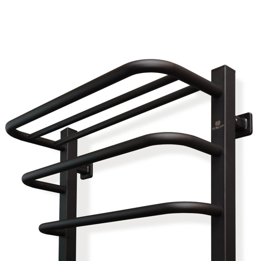 FORTIS kylpyhuoneen sähköinen pyyhekuivain termostaatilla 350W/230V 80,6 cm IP44 musta vasen