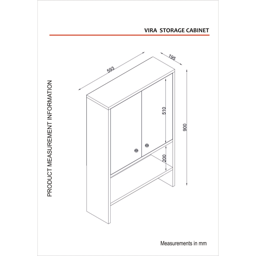 Kylpyhuoneen seinäkaappi VIRA 90x59 cm valkoinen