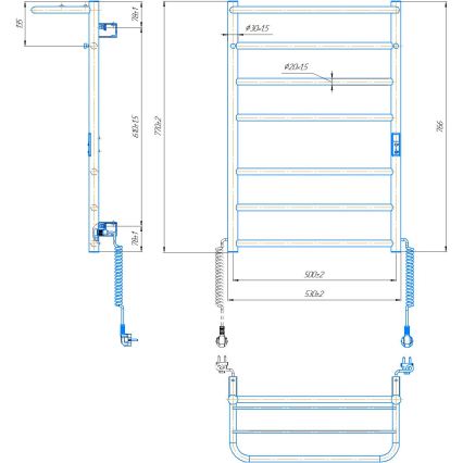 Kylpyhuoneen tikaspyyhekuivain HOME 95W/230V 77x53 cm ruostumaton teräs/kromi oikea