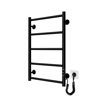 Kylpyhuoneen tikasradiaattori CLASSIC 65W/230V 65x43 cm ruostumaton teräs/musta, oikeanpuoleinen