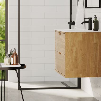 Kylpyhuonekaappi GRIBSKOV 80 cm pesualtaalla, beige/tammi/valkoinen