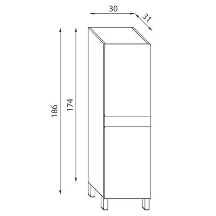 Kylpyhuonekaappi KENWOOD 186 cm, pähkinänvärinen