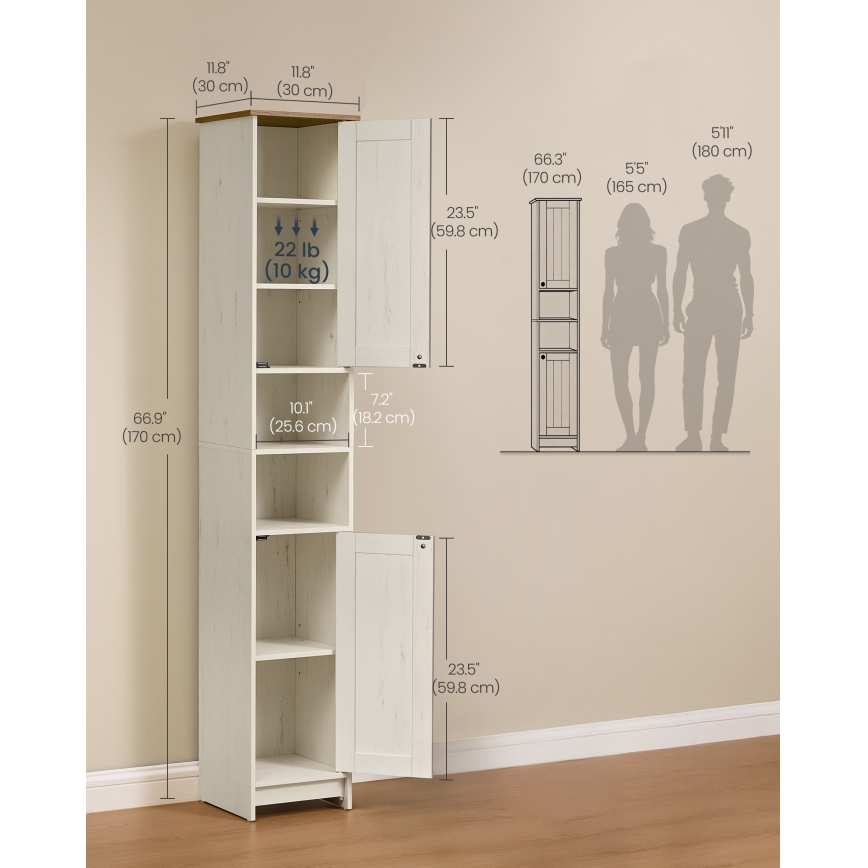 Kylpyhuonekaappi LEXI 30x170 cm valkoinen/ruskea
