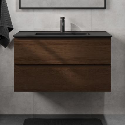 Kylpyhuonekaappi pesualtaalla KENWOOD 91 cm pähkinä/musta
