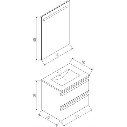 Kylpyhuonekaappi pesualtaalla VEDO + LED-peili LED/10W/230V IP44 musta