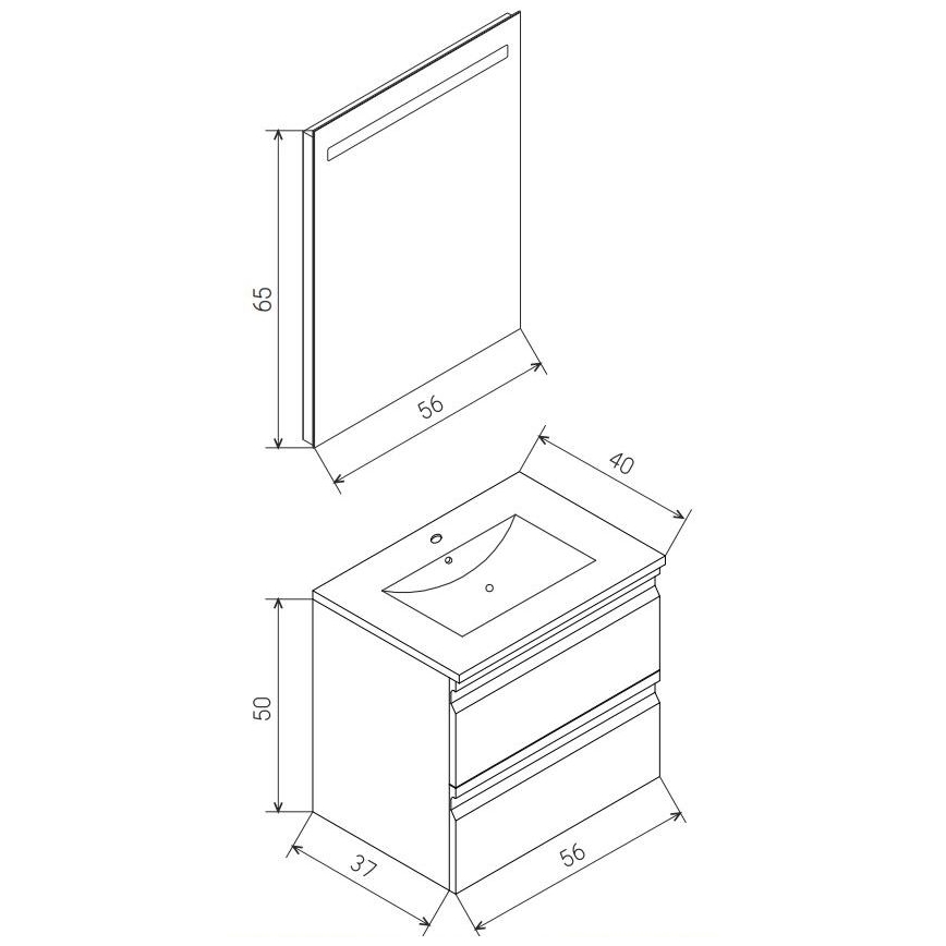 Kylpyhuonekaappi pesualtaalla VEDO + LED-peili LED/10W/230V IP44 musta