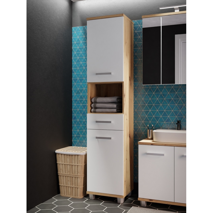 Kylpyhuonekaappi VENOM valkoinen/artisaanitammi