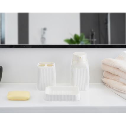 Kylpyhuonesetti CRYSTAL 5 kpl valkoinen