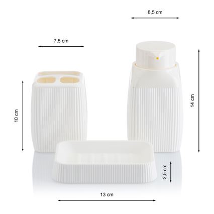 Kylpyhuonesetti CRYSTAL 5 kpl valkoinen