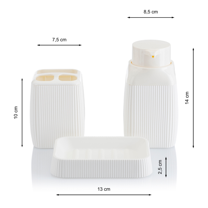 Kylpyhuonesetti CRYSTAL 5 kpl valkoinen