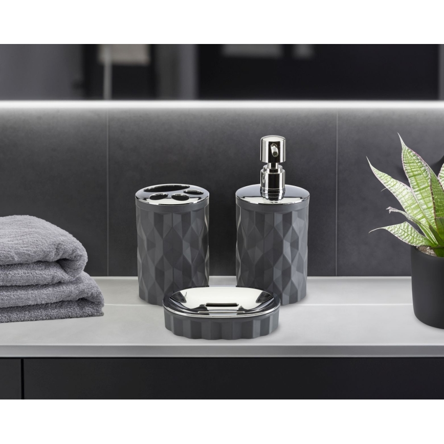 Kylpyhuonesetti REINA 5 kpl antrasiitti/kiiltävä kromi