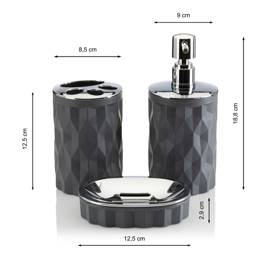 Kylpyhuonesetti REINA 5 kpl antrasiitti/kiiltävä kromi