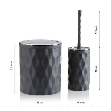 Kylpyhuonesetti REINA 5 kpl antrasiitti/kiiltävä kromi