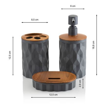 Kylpyhuonesetti REINA 5 kpl antrasiitti/ruskea