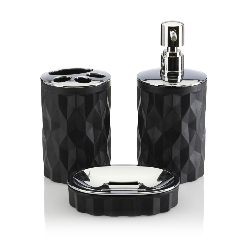 Kylpyhuonesetti REINA 5 kpl musta/kiiltävä kromi