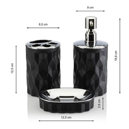 Kylpyhuonesetti REINA 5 kpl musta/kiiltävä kromi