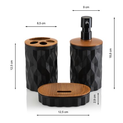 Kylpyhuonesetti REINA 5 kpl musta/ruskea