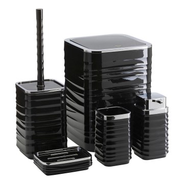 Kylpyhuonesetti WAVE 5 kpl musta/kiiltävä kromi