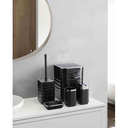 Kylpyhuonesetti WAVE 5 kpl musta/kiiltävä kromi