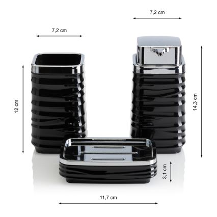 Kylpyhuonesetti WAVE 5 kpl musta/kiiltävä kromi