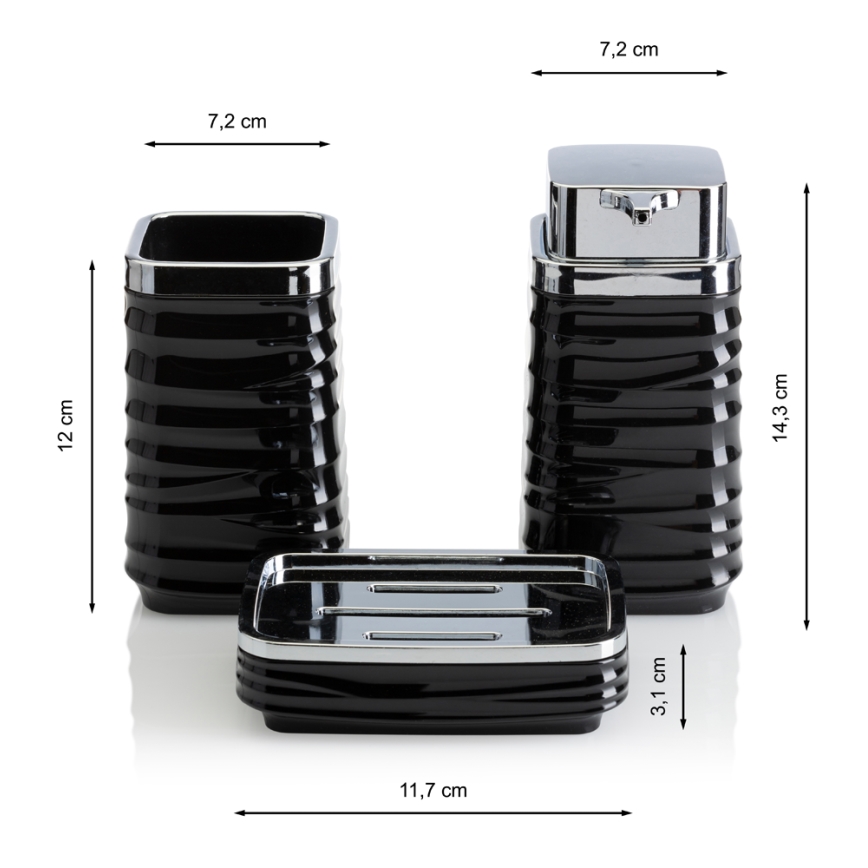 Kylpyhuonesetti WAVE 5 kpl musta/kiiltävä kromi