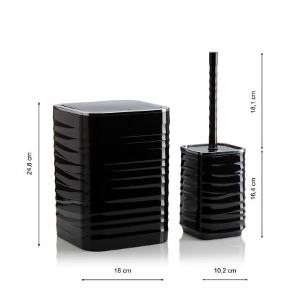 Kylpyhuonesetti WAVE 5 kpl musta/kiiltävä kromi