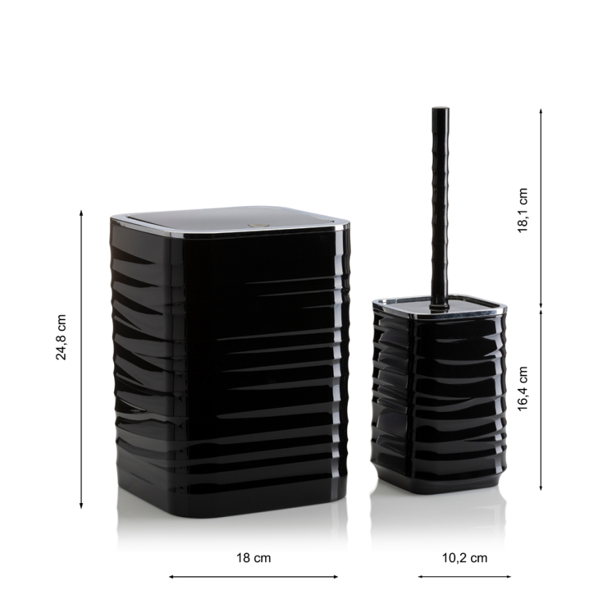 Kylpyhuonesetti WAVE 5 kpl musta/kiiltävä kromi