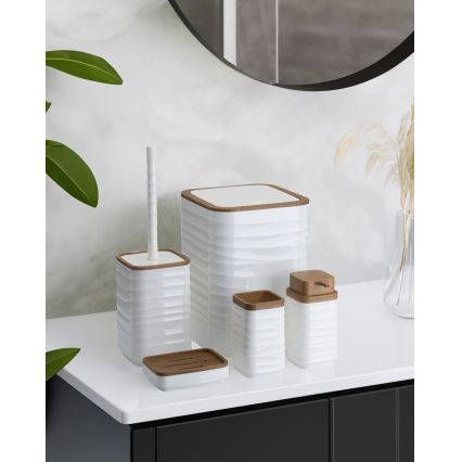 Kylpyhuonesetti WAVE 5 kpl valkoinen/ruskea