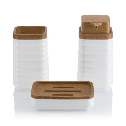 Kylpyhuonesetti WAVE 5 kpl valkoinen/ruskea