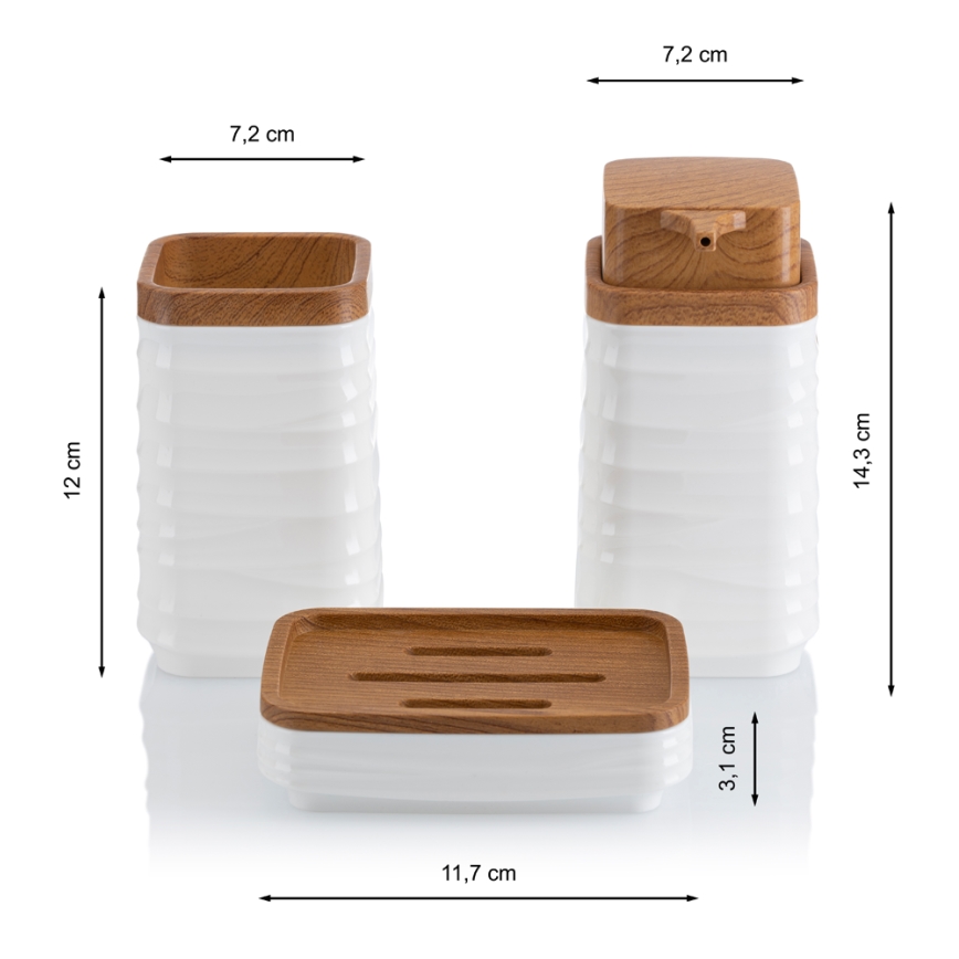 Kylpyhuonesetti WAVE 5 kpl valkoinen/ruskea