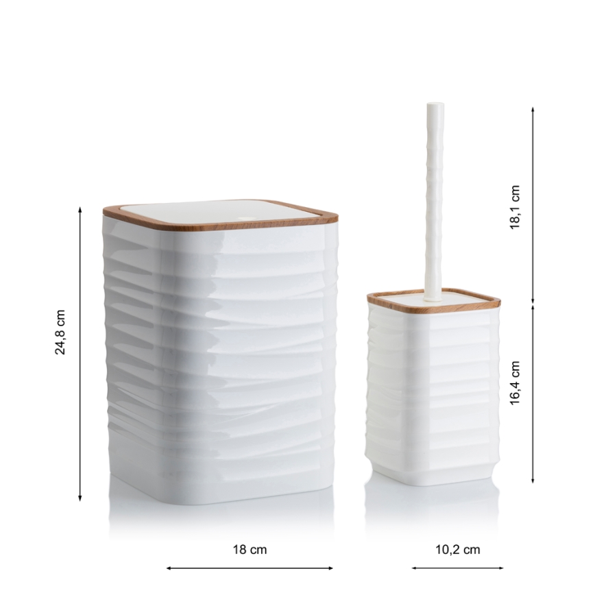 Kylpyhuonesetti WAVE 5 kpl valkoinen/ruskea