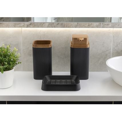 Kylpyhuonesetti ZOYA 5 kpl musta/ruskea