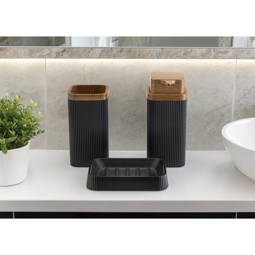 Kylpyhuonesetti ZOYA 5 kpl musta/ruskea