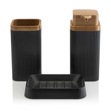 Kylpyhuonesetti ZOYA 5 kpl musta/ruskea