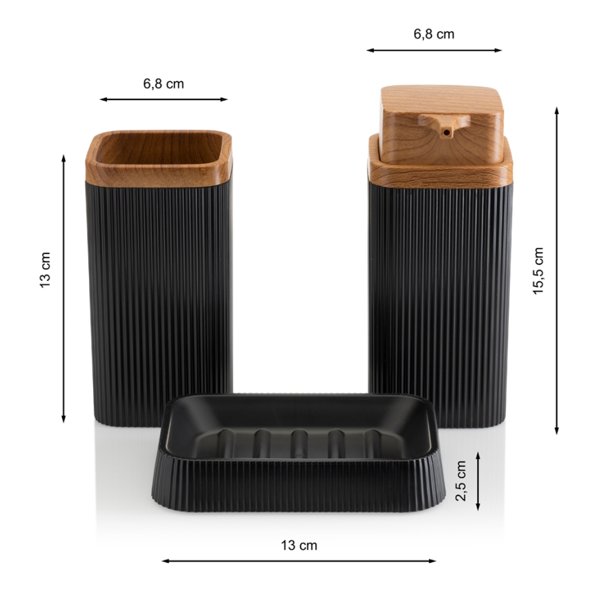 Kylpyhuonesetti ZOYA 5 kpl musta/ruskea