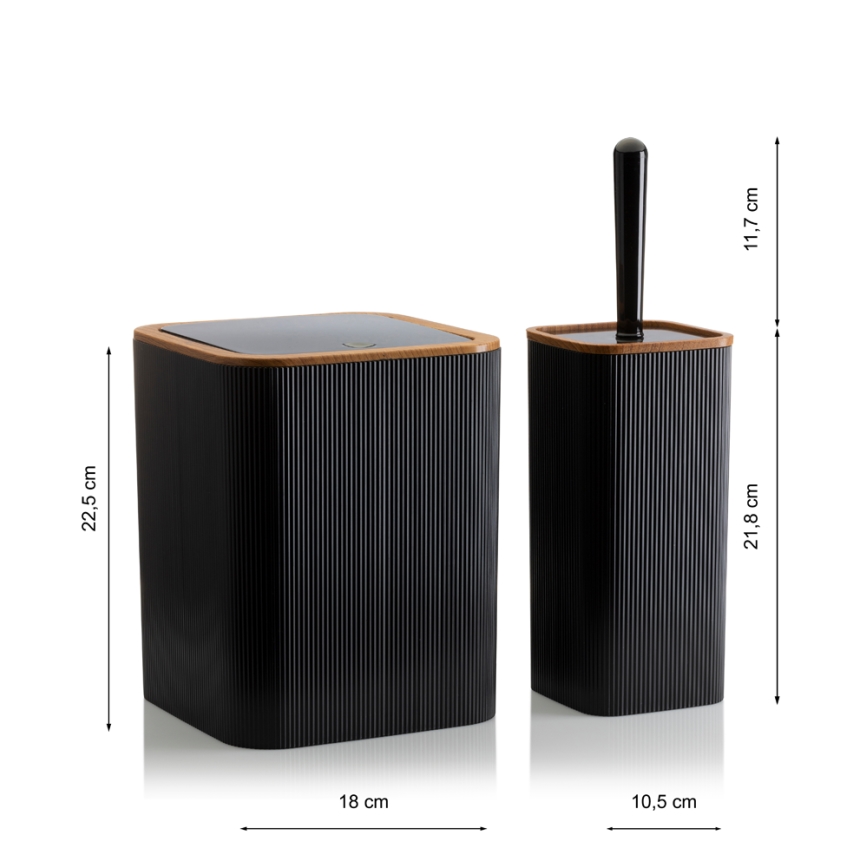 Kylpyhuonesetti ZOYA 5 kpl musta/ruskea