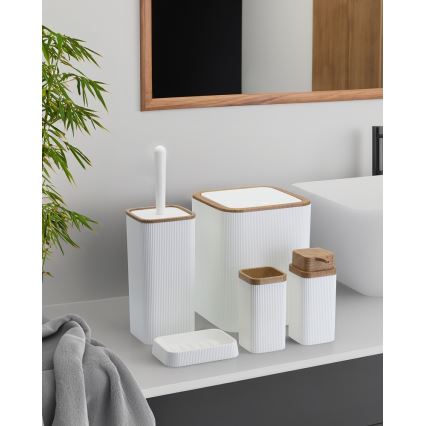 Kylpyhuonesetti ZOYA 5 kpl valkoinen/ruskea