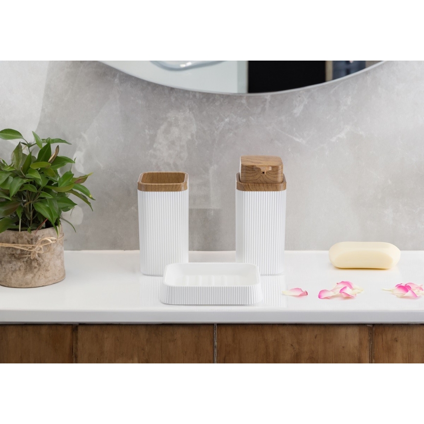 Kylpyhuonesetti ZOYA 5 kpl valkoinen/ruskea