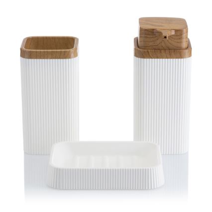 Kylpyhuonesetti ZOYA 5 kpl valkoinen/ruskea