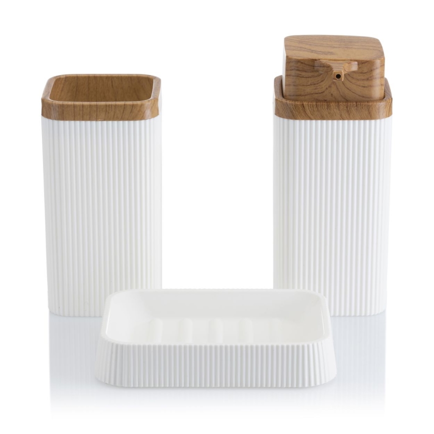 Kylpyhuonesetti ZOYA 5 kpl valkoinen/ruskea