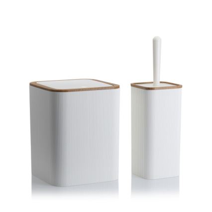 Kylpyhuonesetti ZOYA 5 kpl valkoinen/ruskea