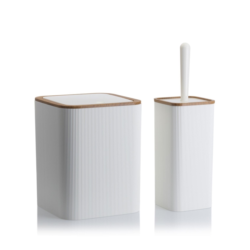 Kylpyhuonesetti ZOYA 5 kpl valkoinen/ruskea